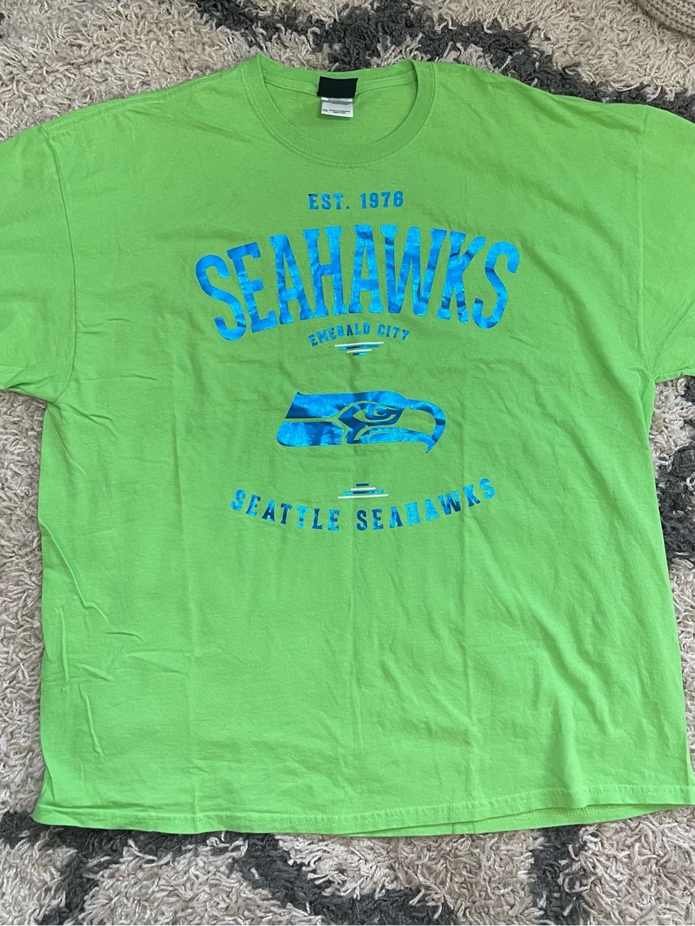 NFL Seattle Seahawks Lime Green Tee with Blue Logo